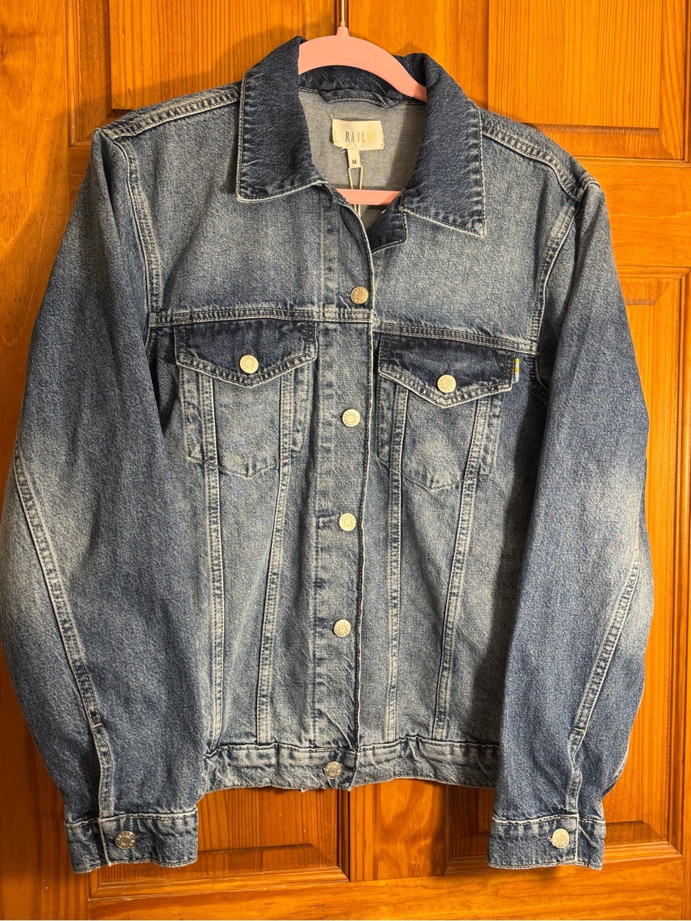 Relaxed Boyfriend Fit Blue Jean Jacket by Rails
